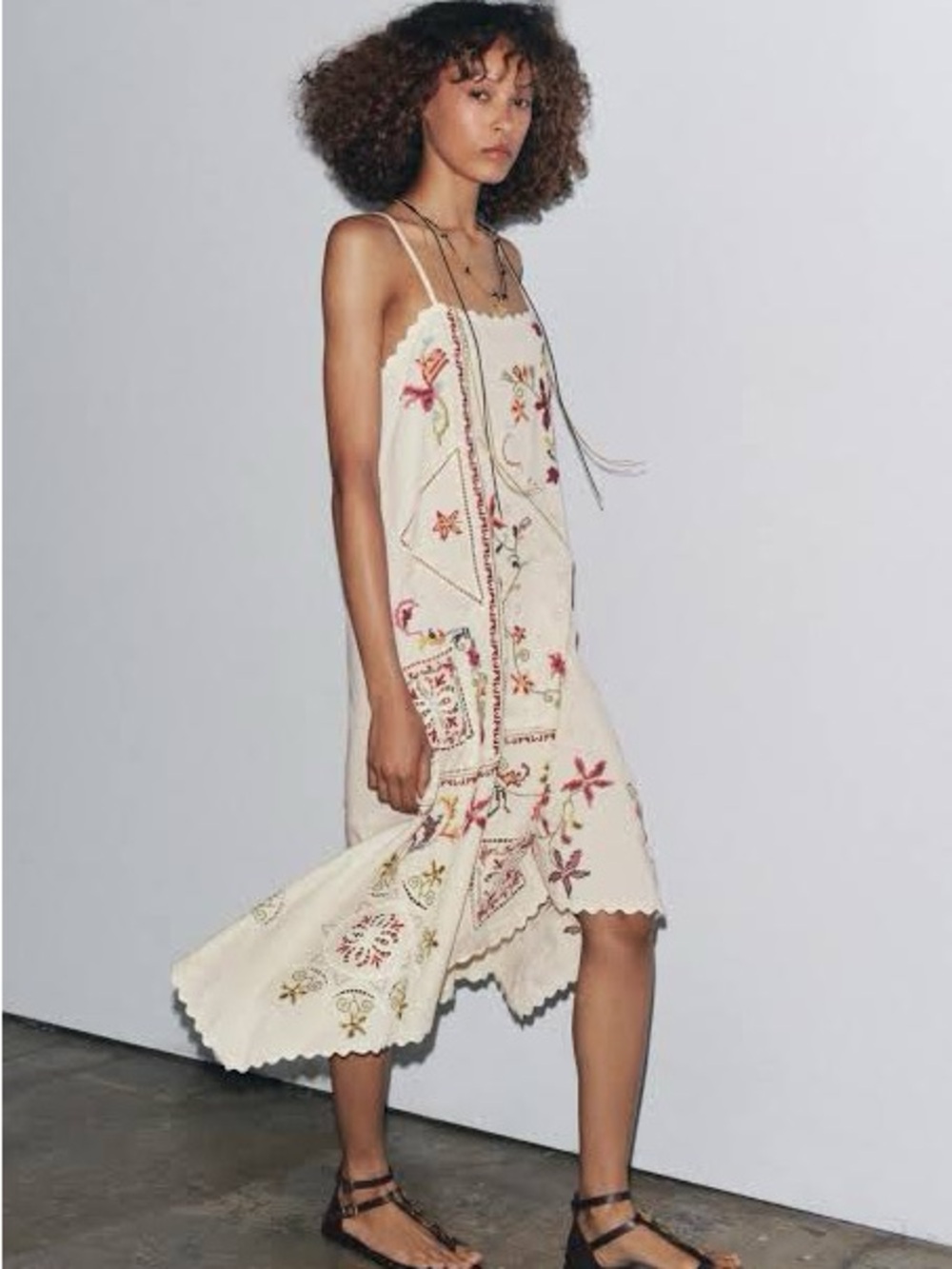 NWT Zara ZW Collection Asymmetric Floral Embroidered Dress XS - Picture 4 of 11